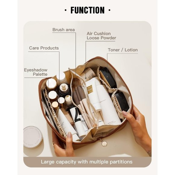 Women Large Waterproof Flat Toiletry Travel Make Organizer With Divider Handle - Picture 2 of 9